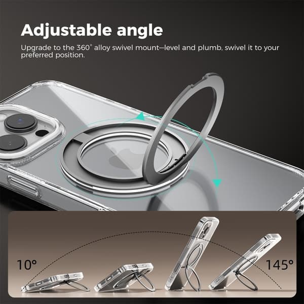 ABEEL Q-LUCK Mobilskal till iPhone 14 Pro Shockproof Rotating Kickstand Lila