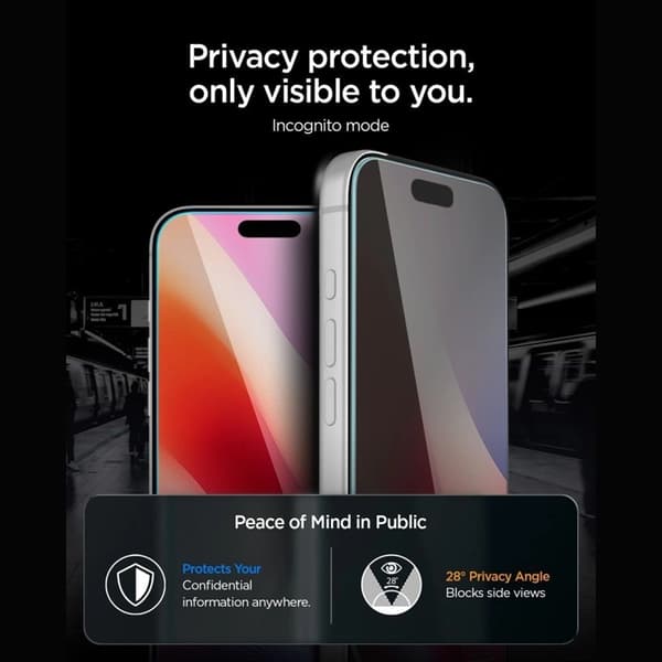 Spigen Härdat Glas Skärmskydd För iPhone 18 Pro/17 Pro Privacy