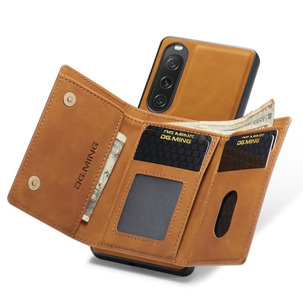 DG.MING M1 Series Kickstand Mobilskal för Sony Xperia 10 V - Brun