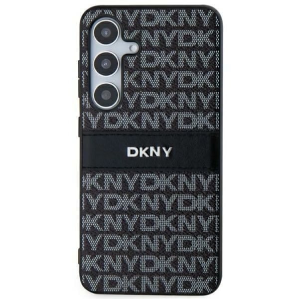 DKNY Galaxy S24 Plus Mobilskal Läder Mono Stripe & Metal Logo Svart