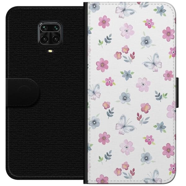 Plånboksfodral till Xiaomi Redmi Note 9 Pro med Blommor och fjärillar