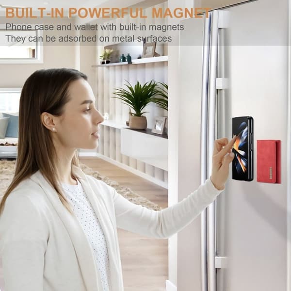 DG.MING Konstläder Plånboksfodral Samsung Galaxy Z Fold3 5G Röd