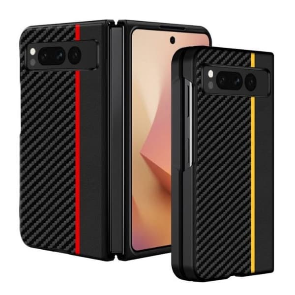 Google Pixel Fold Mobilfodral Carbon Fiber Ultra Thin - Svart/Röd Black