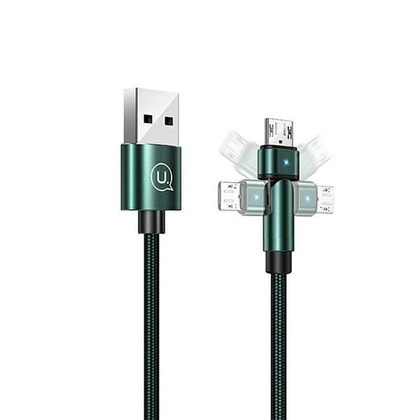 USAMS Kabel flätad roterbar U60 2A microUSB 1m grön SJ478USB02