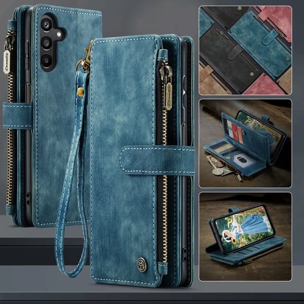 CASEME Konstläder Plånboksfodral för Samsung Galaxy A16 5G/4G - Blå