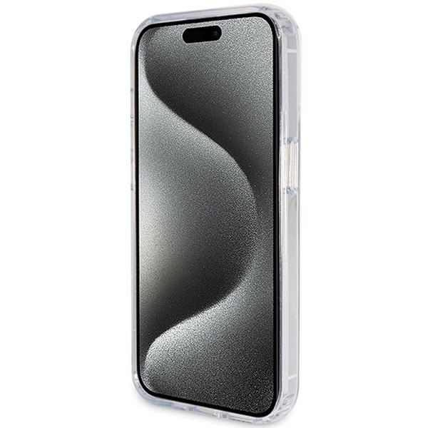 Guess iPhone 15 Pro Mobilskal Ringhållare Magsafe Glitter Script