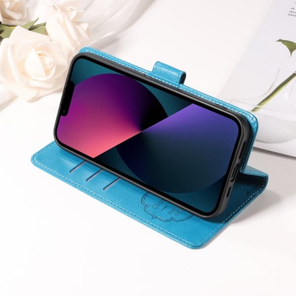 Samsung Galaxy S26 Ultra Plånboksfodral Konstläder Blomtryck Ställ - Blå
