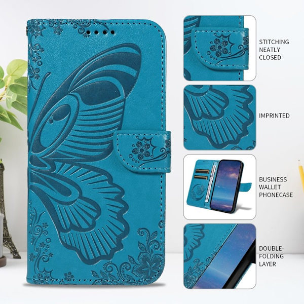 Samsung Galaxy A57 Plånboksfodral Konstläder Flip Skydd - Blå