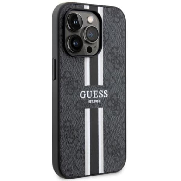 Guess iPhone 14 Pro -puhelinkotelo MagSafe 4G Printed Stripes Musta Black