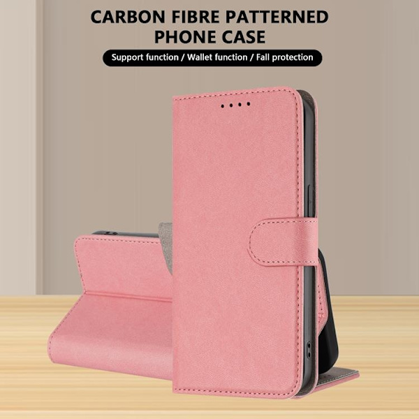 iPhone 17 Pro Konstläder Plånboksfodral Solid Color - Rosa Rosa