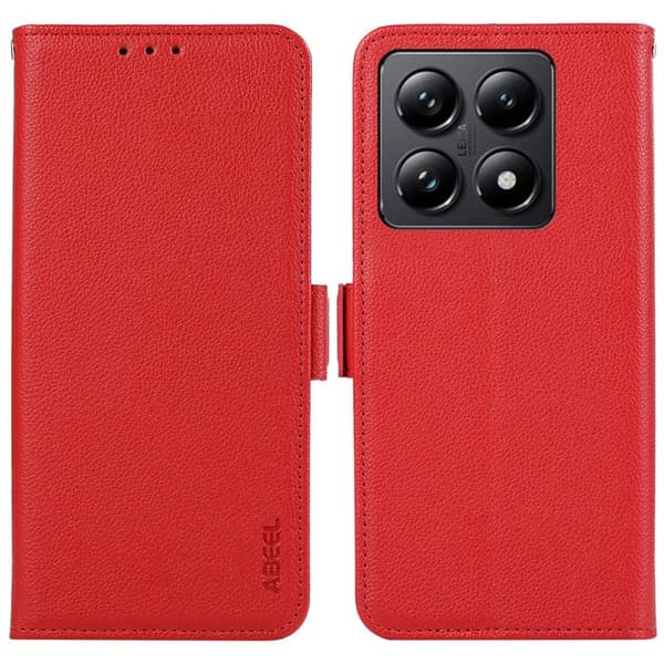 ABEEL Mobilskal till Xiaomi 14T KonstLäder RFID-Skydd Röd