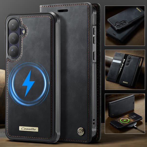 CaseMe Plånboksfodral för Samsung Galaxy S26 Plus Konstläder RFID - Svart