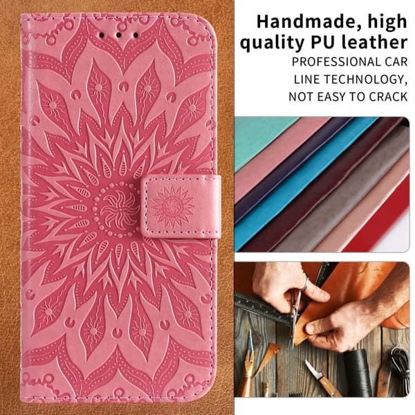 Samsung Galaxy S26 / S26 Pro Plånboksfodral Konstläder Solros - Rosa