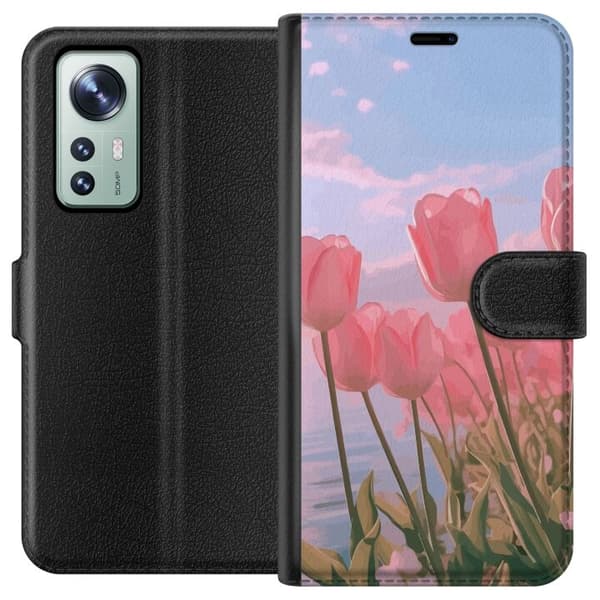 Plånboksfodral till Xiaomi 12 med Rosa Tulpaner