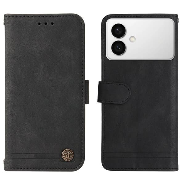 Samsung Galaxy S26 Edge Plånboksfodral Konstläder Ställ med Rem - Svart