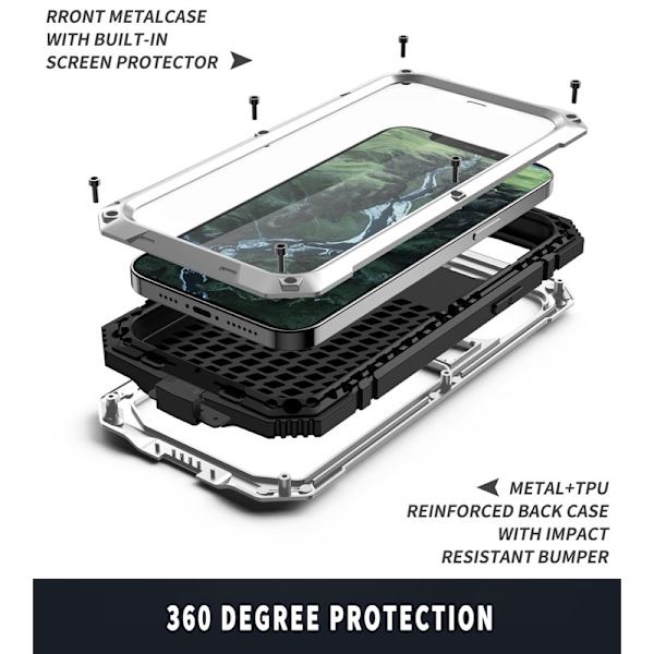 R-JUST Mobilskal till iPhone 12 mini Shockproof Silver Dustproof Waterproof