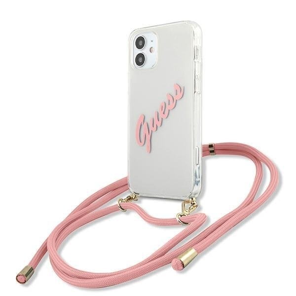 Guess Skal iPhone 12 Mini Script Vintage Strap - Pinkki Pink