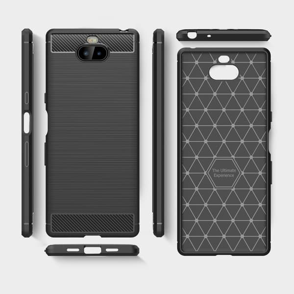 Kulfiber børstet mobilcover til Sony Xperia 10 Plus - Sort Black