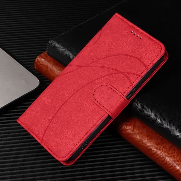 Sony Xperia 10 VII Plånboksfodral Curved Line Konstläder - Röd Röd