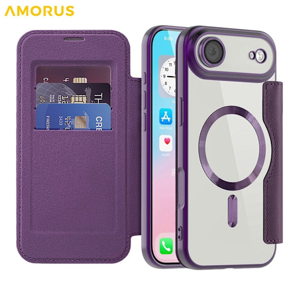 AMORUS iPhone Air Plånboksfodral MagSafe RFID-Skydd - Lila Lila