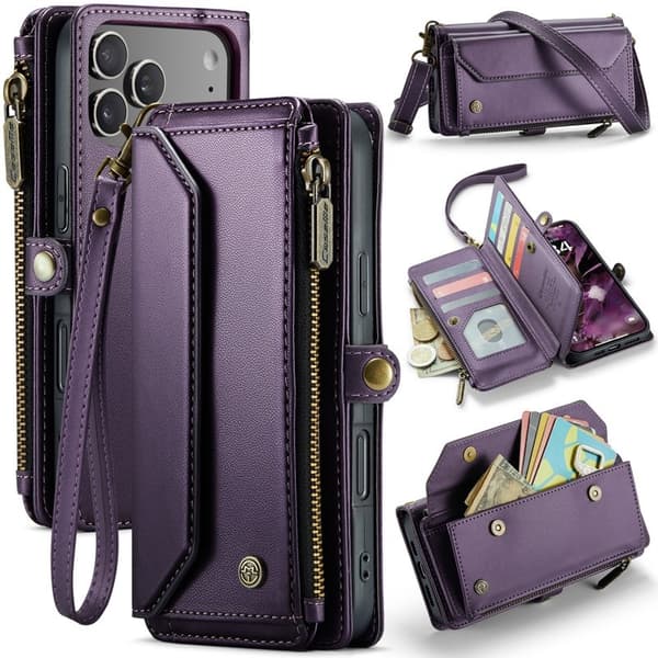 CASEME Plånboksfodral Konstläder för iPhone 17 Pro Max - Lila