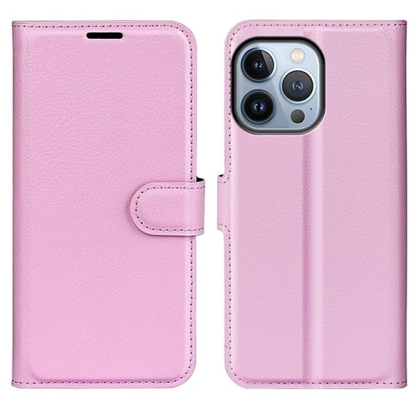 Litchi Flip iPhone 14 Pro Plånboksfodral - LjusRosa