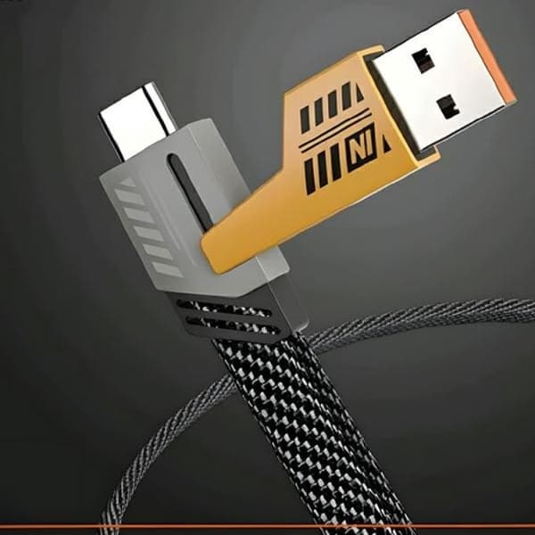 Awei 4in1 USB-C Till USB-C USB-A Lightning 1.2m Kabel - Svart Orange