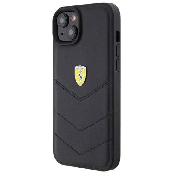 Ferrari iPhone 15 Plus Mobilskal Quilted Metal Logo - Svart
