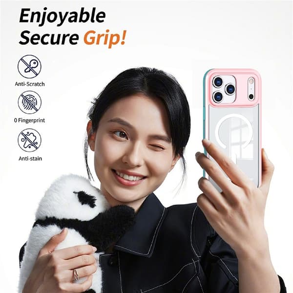 Mobilskal till iPhone 17 Pro MagSafe TPU + PC Clear - Rosa/Cyan Rosa