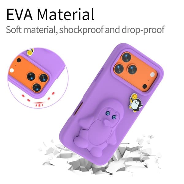Penguin Mobilskal till iPhone 17 Pro Kickstand Stöttålig EVA - Lila