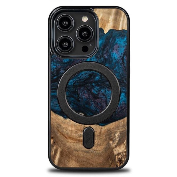 Bewood iPhone 14 Pro MagSafe Mobilskal Wood Resin - Blå/Svart