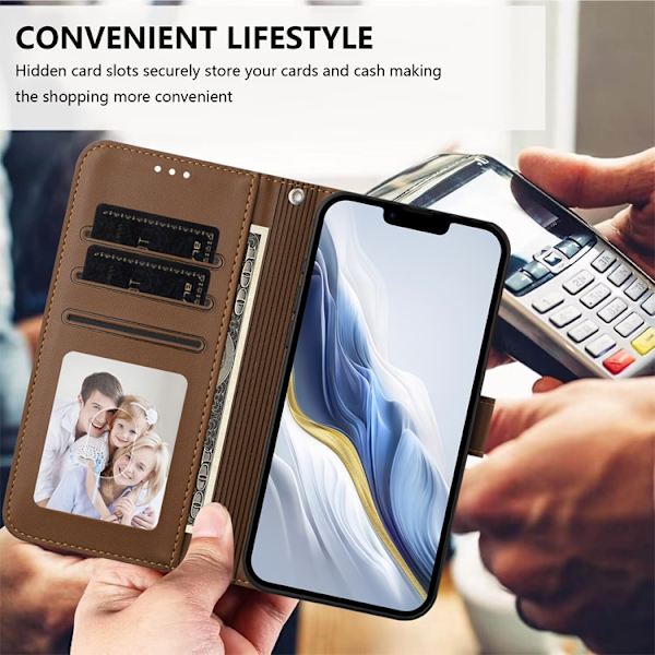 iPhone Air Plånboksfodral Läder med Handledsrem Brun