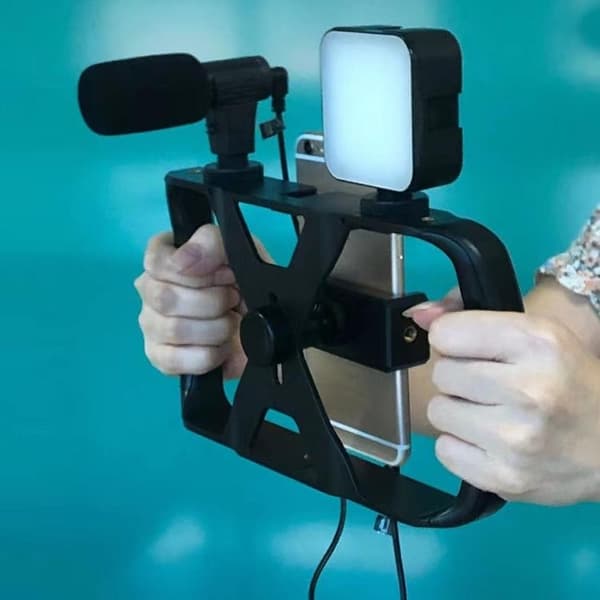 Selfiestick med Stativ för Livesändning med LED-blixt och Mikrofon