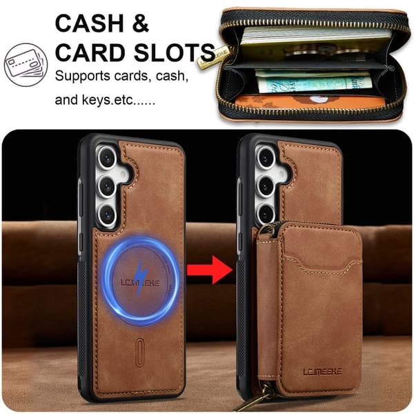 LC.IMEEKE L6 för Samsung Galaxy S23 FE Plånboksfodral Konstläder - Brun