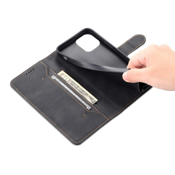 AZNS iPhone 14 Plånboksfodral Konstläder - Svart - Drop-proof och Ställbart