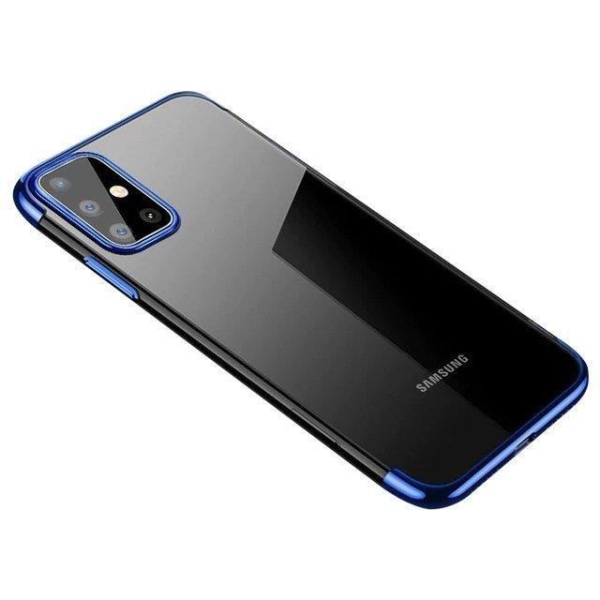 Klar TPU Gel Galvaniseringsramme Mobilcover Samsung Galaxy A72 Blue