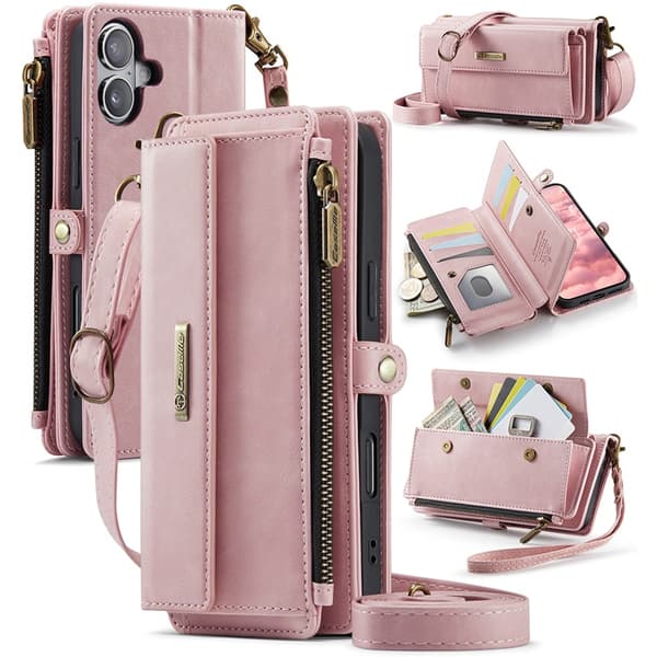 CASEME iPhone 17 Plånboksfodral Zipper RFID C39 Rosa