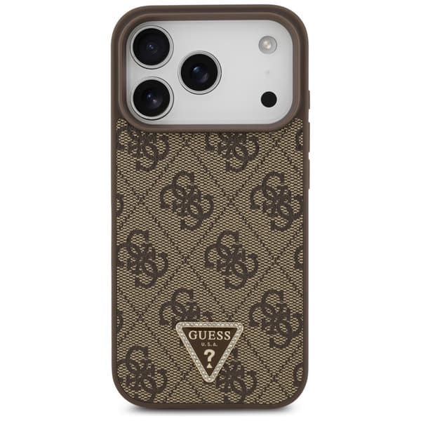 Guess Mobilskal För iPhone 18 Pro/17 Pro Magsafe Läder 4G Triangel Strass
