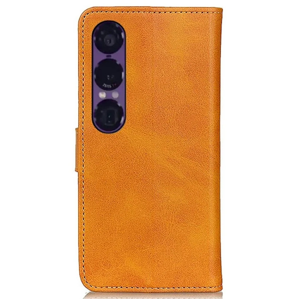 Sony Xperia 1 VII Plånboksfodral Cowhide Konstläder - Brun