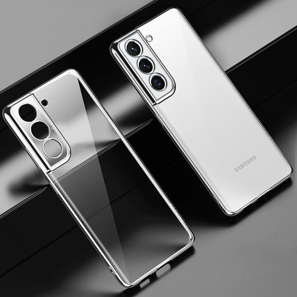 SULADA Transparent Mobilskal Electroplating PC för Galaxy S21+ 5G Silver