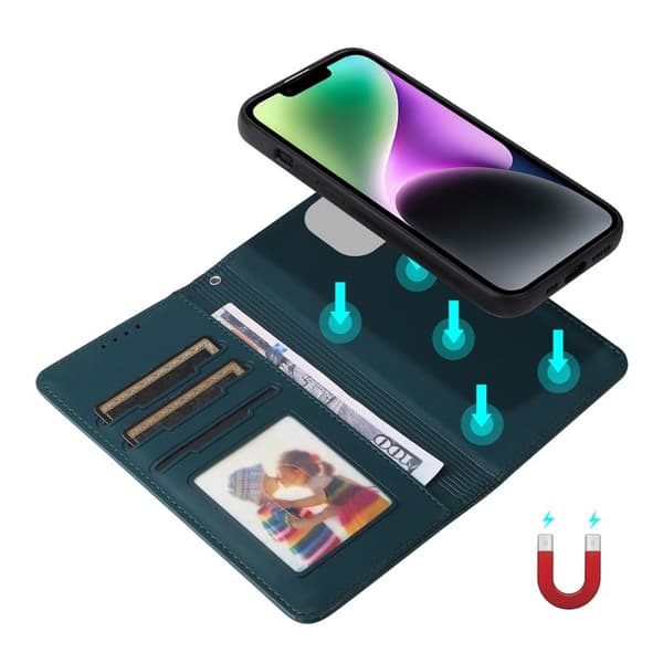 BETOPNICE iPhone 14 Plånboksfodral Magnetiskt Detachable Konstläder - Blå