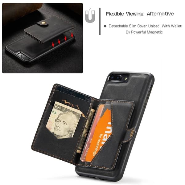 JEEHOOD Mobilskal till iPhone 7 Plus/8 Plus Konstläder TPU Svart
