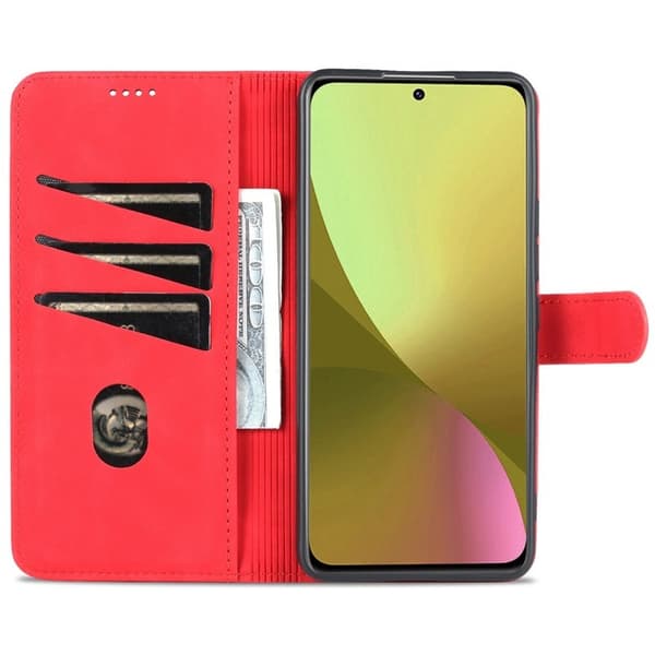 AZNS Xiaomi 12 Lite 5G Plånboksfodral Konstläder - Röd