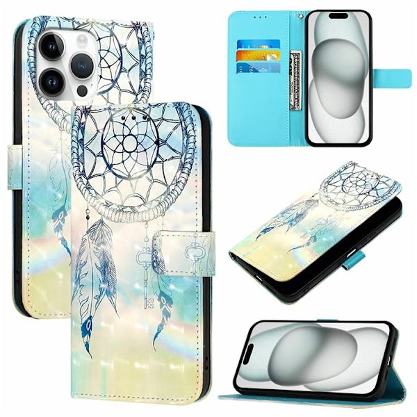 iPhone 16 Pro Plånboksfodral Printing Pattern Med Rem Flerfärgad