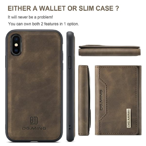DG.MING M2 Series Mobilskal i Konstläder för iPhone XS Max - Brun