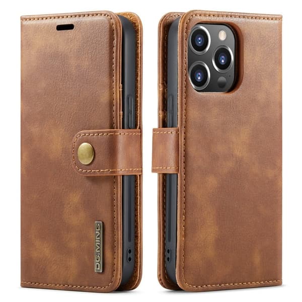 DG.MING iPhone 16 Pro Plånboksfodral Äkta läder Telefonöverdrag - Brun