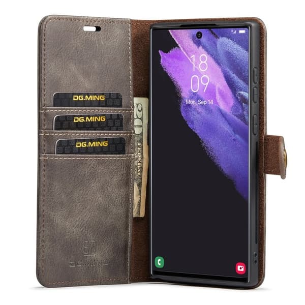 DG.MING Samsung Galaxy S25 Ultra Plånboksfodral Äkta läder - Grå