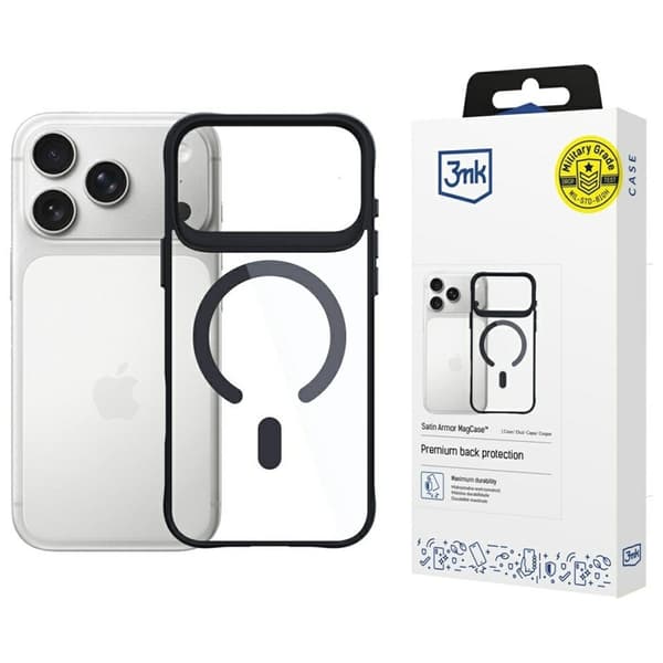 3MK telefontaske til iPhone 17 Pro Max MagSafe Satin Armor - Gennemsigtig Transparent