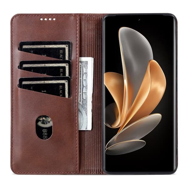 AZNS Samsung Galaxy S25 Edge Plånboksfodral Konstläder - Brun