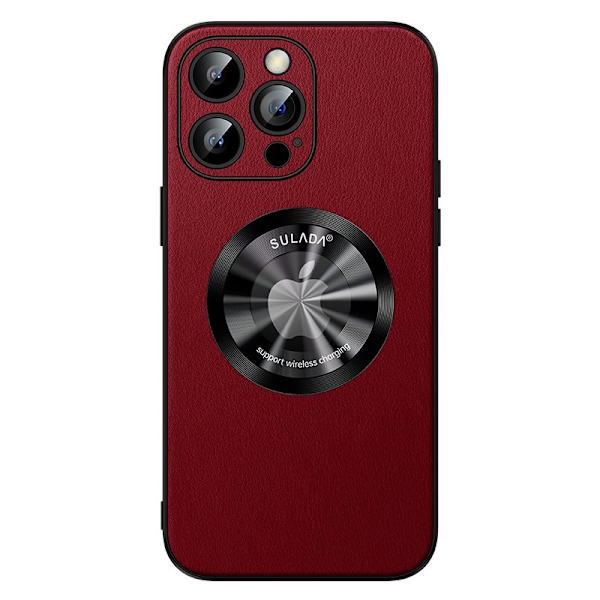 SULADA Mobilskal till iPhone 15 Pro Microfiber Läder + TPU Skydd Röd